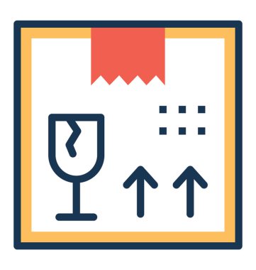 Kırılgan öğeleri ve yukarı okları yukarı kalmalı yan temsil eden vektör çizimi 