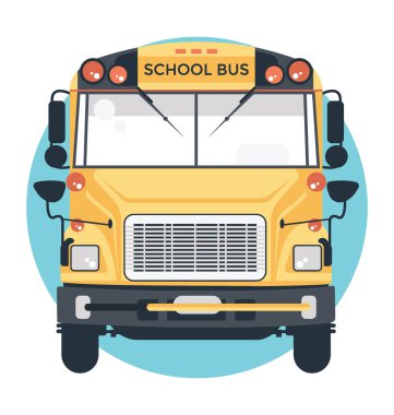 Çocuklar okul otobüs düz simgesi