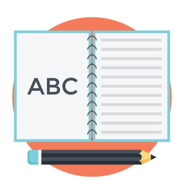 Alfabe kitabı düz simgesi, İlköğretim kavramı