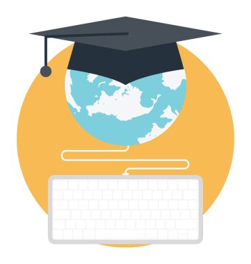 Online küresel eğitim simgesinin düz stil