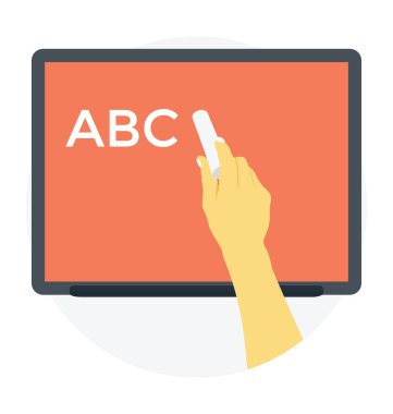 Öğretmen el yazısı Abc gemide tebeşir ile. Temel öğrenme kavramının düz simgesi