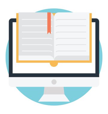 Online eğitim, e-öğrenme, e-gönüllülük düz çizimi 
