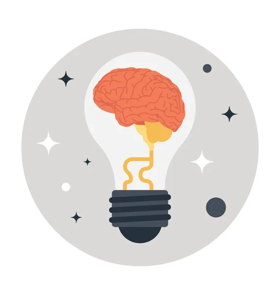Gehirn Innerhalb Des Glühbirnenvektors Konzept Der Ideenfindung — Stockvektor