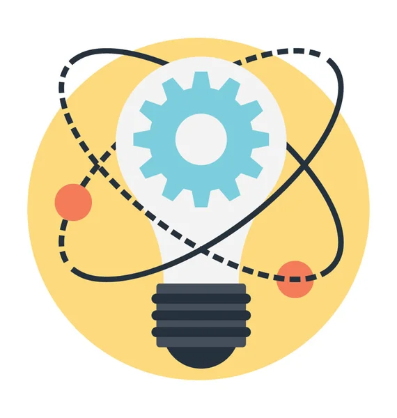 Lâmpada Ideia Com Engrenagem Vetor Modelo Átomo — Vetor de Stock