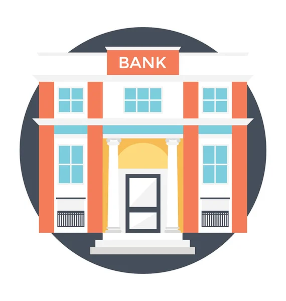 Bank Gebouw Platte Vectorillustratie — Stockvector