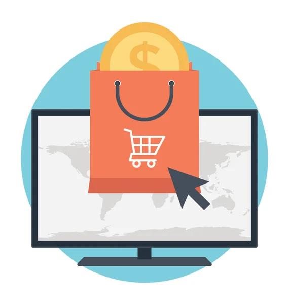 Online Shopping Oder Commerce Konzept Des Vektorsymbols — Stockvektor