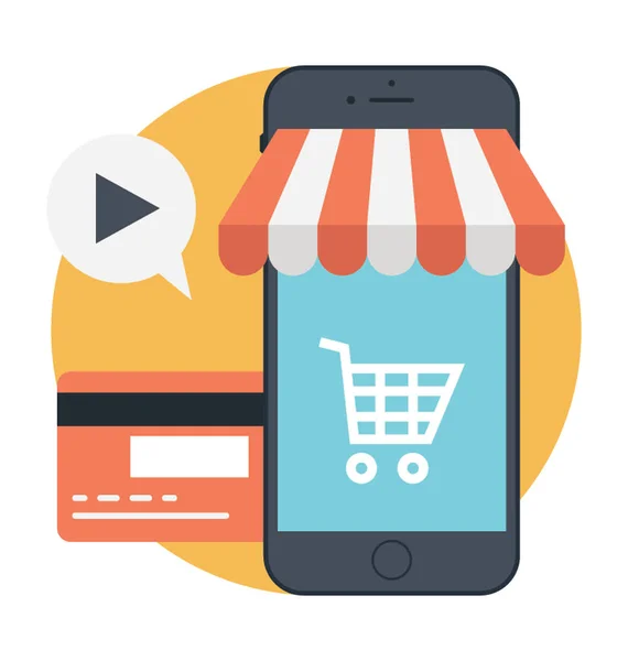 Mobile Marketing Oder Shopping App Flache Ikone — Stockvektor