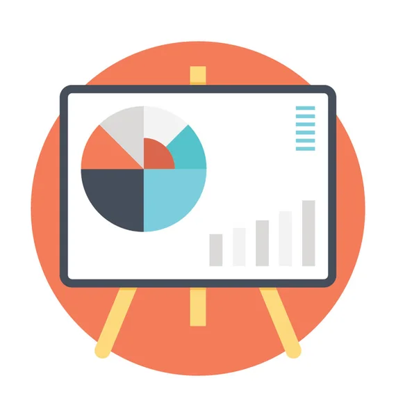 Icono Análisis Presentación Pizarra Caballete Con Datos Mercado Estadísticas — Archivo Imágenes Vectoriales