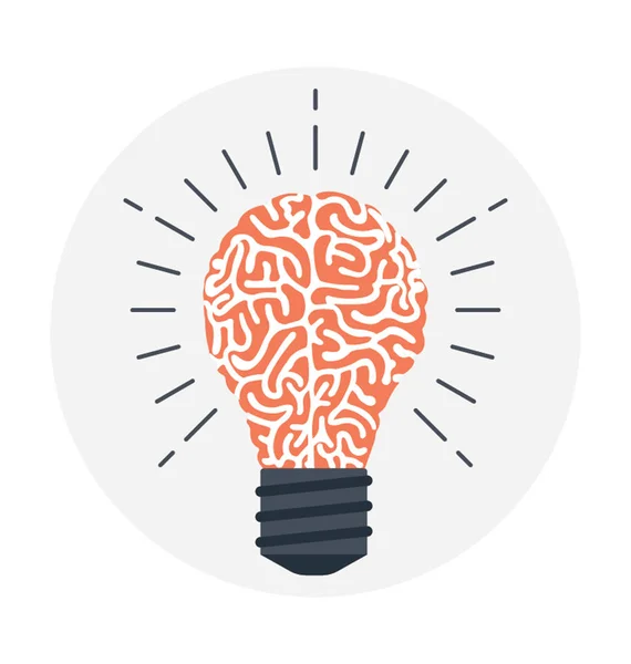 Brain bulb vector. Concept of creative brain and light bulb. Flat icon -  Stock Image - Everypixel