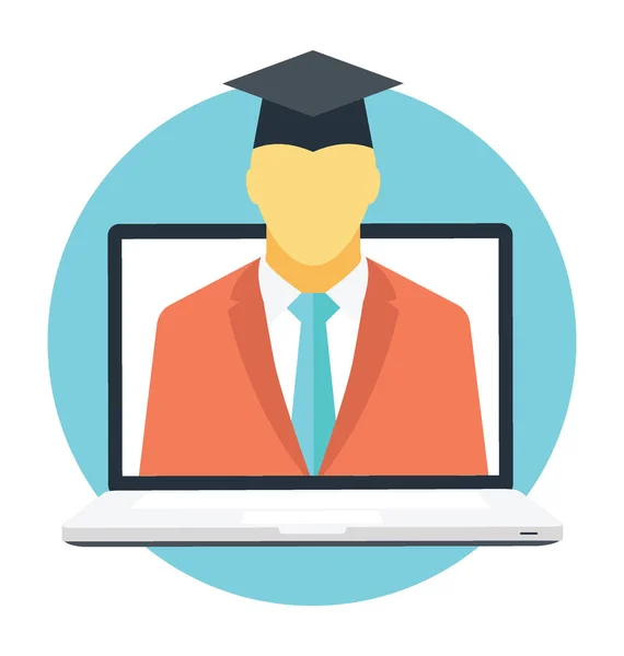 Online Graduate Scholar Vector Icon — Stock Vector