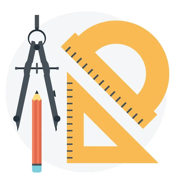 Herramientas Geométricas Icono Plano Educación Matemática — Vector de stock