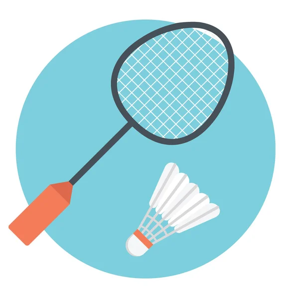 Raquette Badminton Avec Icône Plate Shuttlecock — Image vectorielle