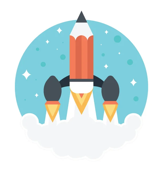 Raketenstart Flache Stil Ikone Des Kreativen Startup — Stockvektor