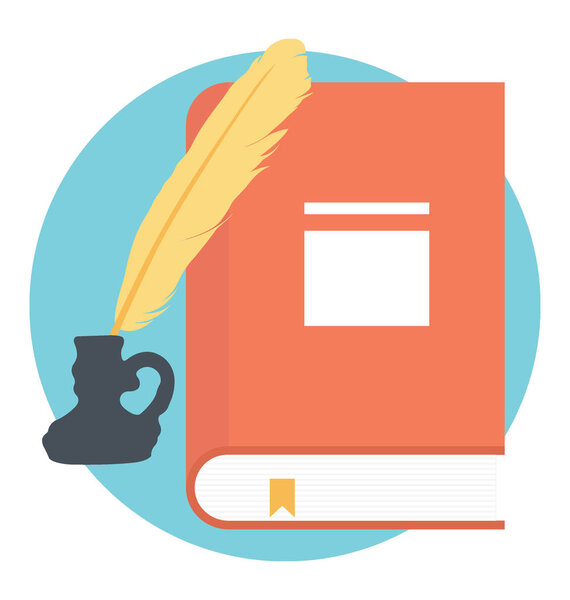 Иконка перо перо перо и винтажная книга
