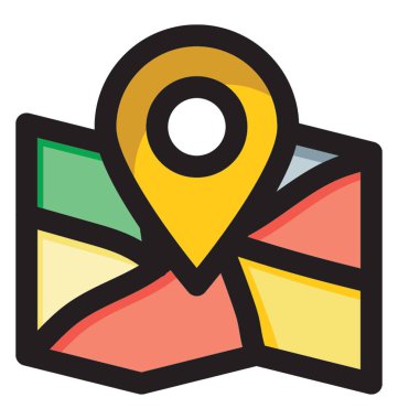 Vektör simge tasarlamak konumu PIN ve bir harita