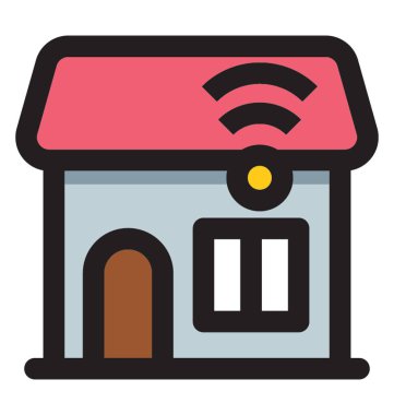 Wifi ile kavramsal ev tasarım sinyalleri, vektör simge iç Internet hizmeti