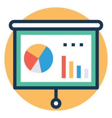 Projektör ekranında vektör simge grafik sunum