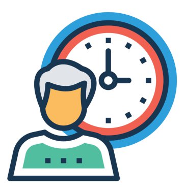 Personel çalışma saat vektör satırı simgesi