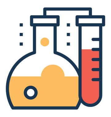 Kimyasal Araştırma Laboratuvarı, kabı tüp düz vektör simgesi 