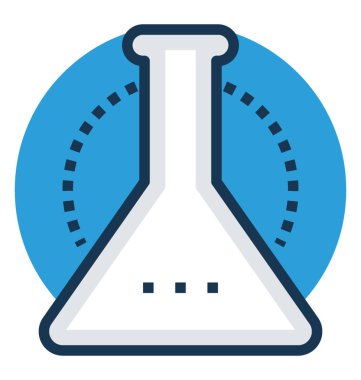 Konik şişesi düz vektör simgesi, laboratuvar cam ürünleri ve ekipmanları 