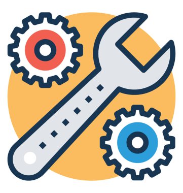 Ayarları ve teknik bakım düz vektör çizim 