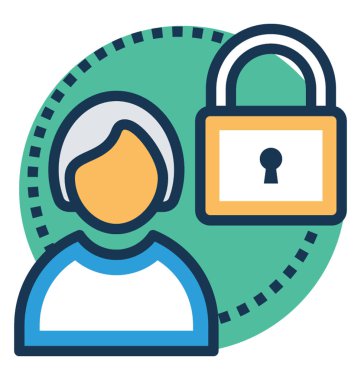 Kullanıcı kilit simgesi, düz vektör simgesi 