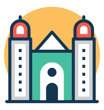 Kilise St. Johns co Katedrali, Valletta vektör simge düz çizimi