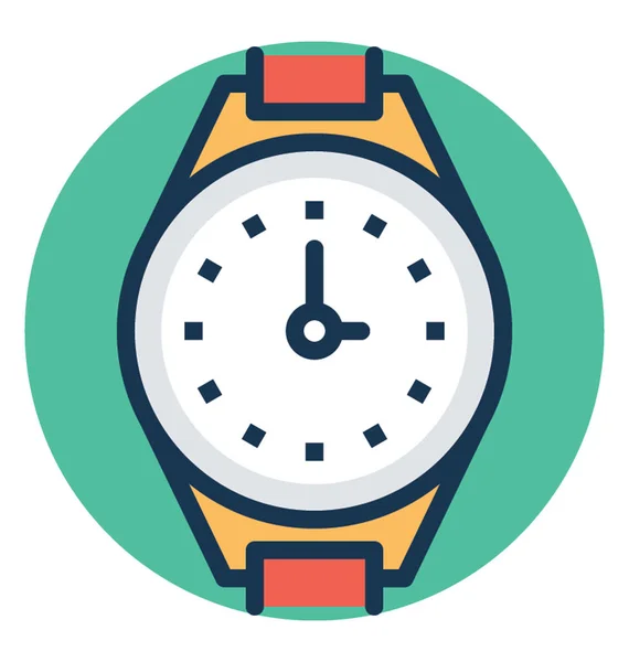 Reloj Pulsera Oro Con Fondo Círculo Vector Icono — Archivo Imágenes Vectoriales