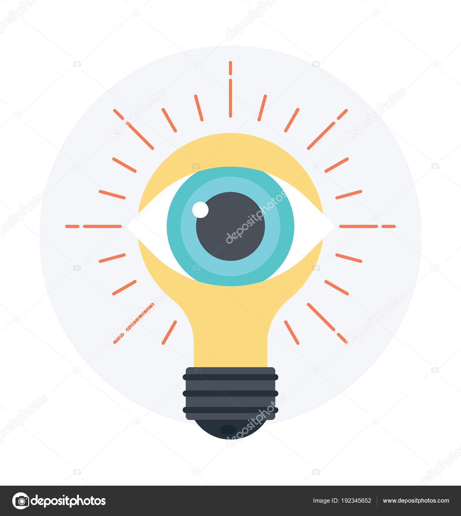 眼睛里面的灯泡插图平面矢量图标图库矢量图©prosymbols 192345652, image size:1520x1700