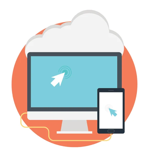 Cloud Client Server Vector Icon Computer Mobile Phone Connected Cloud — Stock Vector