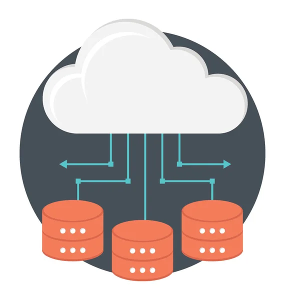 Cloud Computing Servidor Sql Icono Estilo Plano — Vector de stock
