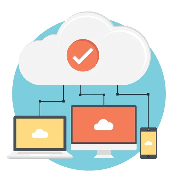 Cloud Server Database Protection Concept Flat Vector Icon — Stock Vector