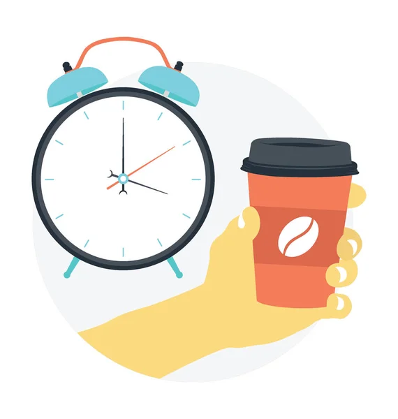 Tiempo Descanso Taza Café Con Temporizador Ilustración Vectorial — Vector de stock