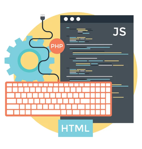Html Vector Programming Web Development Flat Icon — Stock Vector