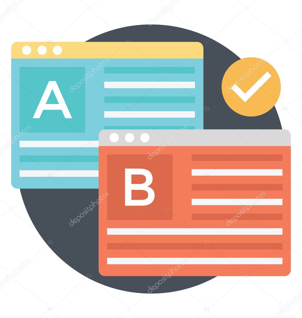 Flat design concept of A/B Split testing and comparison 