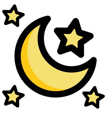 İyi geceler simgesinin resmi karikatür. Gece gökyüzünde ay ve yıldız vektör simgesi olan