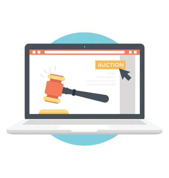 Online Aukce Ploché Ikony — Stockový vektor