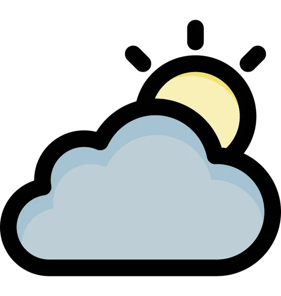 Beautiful Illustration Sun Cloud Partially Cloudy Weather Vector Icon — Stock Vector