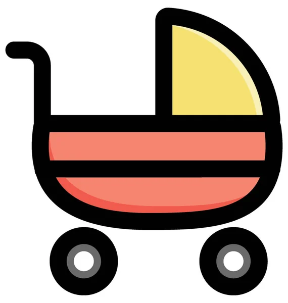 Cute Trendy Style Baby Cart Vector Icon Stroller Perambulator Icon — Stock Vector
