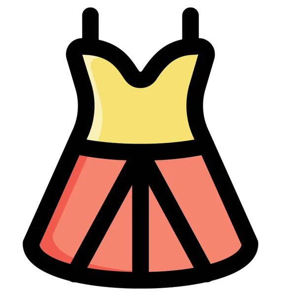 Femmes Sangle Robe Vectorielle Icône Illustration Mode Robe Été Avec — Image vectorielle