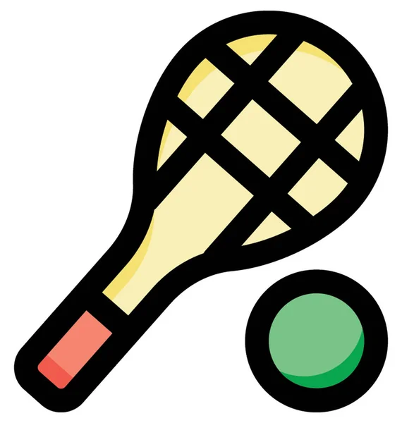 儿童复古网球拍球图标 网球拍和球向量例证 — 图库矢量图片