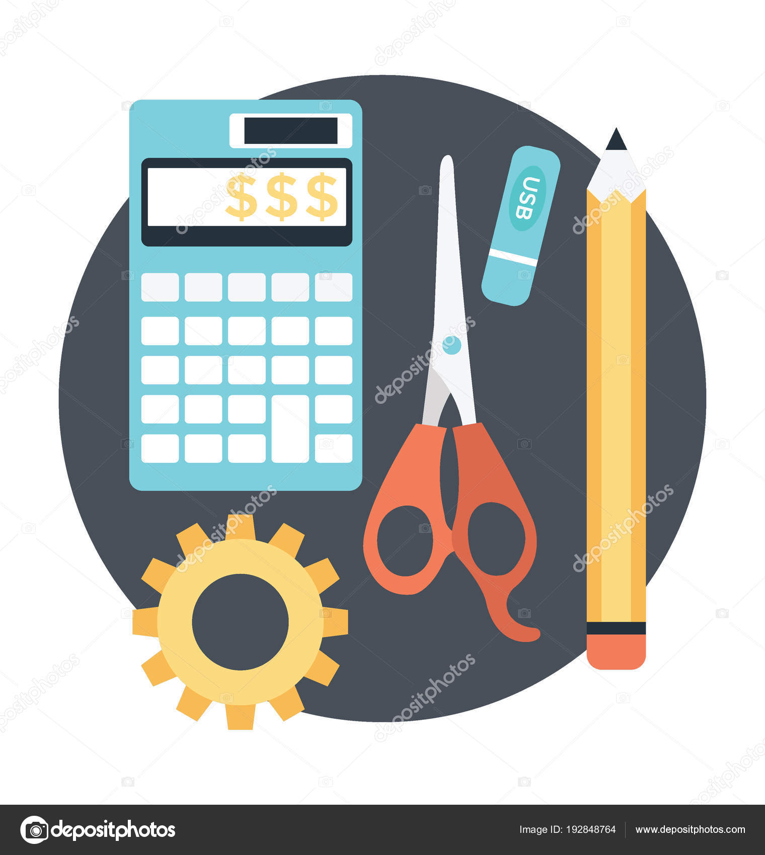 Office Stationery Tools Flat Icon Design Business Tools Stock Vector C Prosymbols