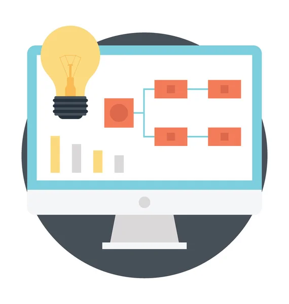 Écran Moniteur Avec Ampoule Données Symbolisant Planification — Image vectorielle