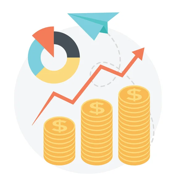 Staafdiagram Met Dollar Munten Financiële Verhouding Concept — Stockvector