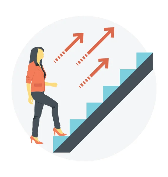 Eine Frau Die Treppen Steigt Karrierefortschritt — Stockvektor