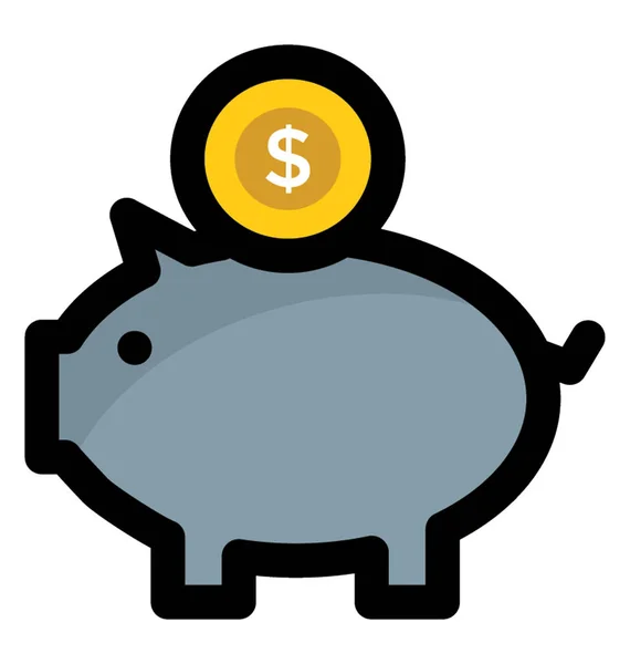 Sparschwein Geld Sparendes Doodle Symbol — Stockvektor