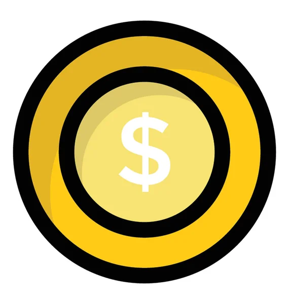 Plochá Ikonu Design Znak Dolaru Měny — Stockový vektor