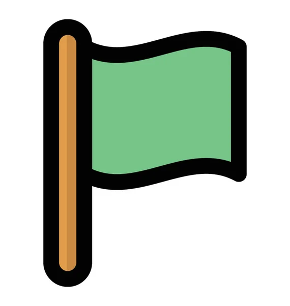 Una Bandera Ondeante Palo Soporte Diseño Icono Vector Plano — Vector de stock