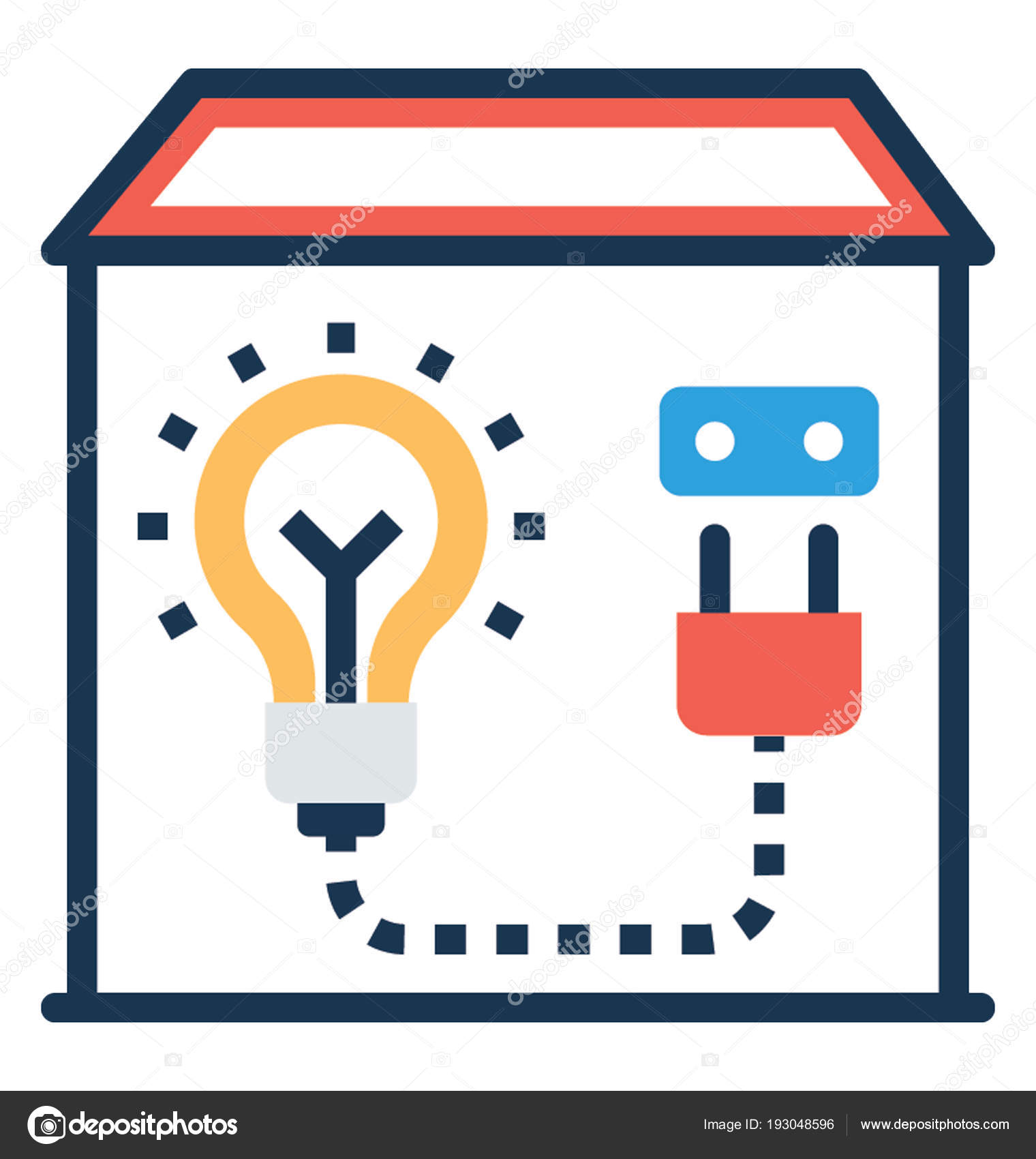 Light Bulb Connected House Domestic Electricity Connection Stock Vector Image by ©prosymbols