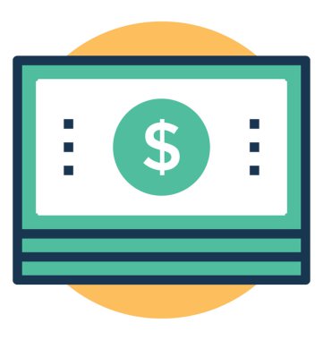 Banknot düz vektör simge yığını